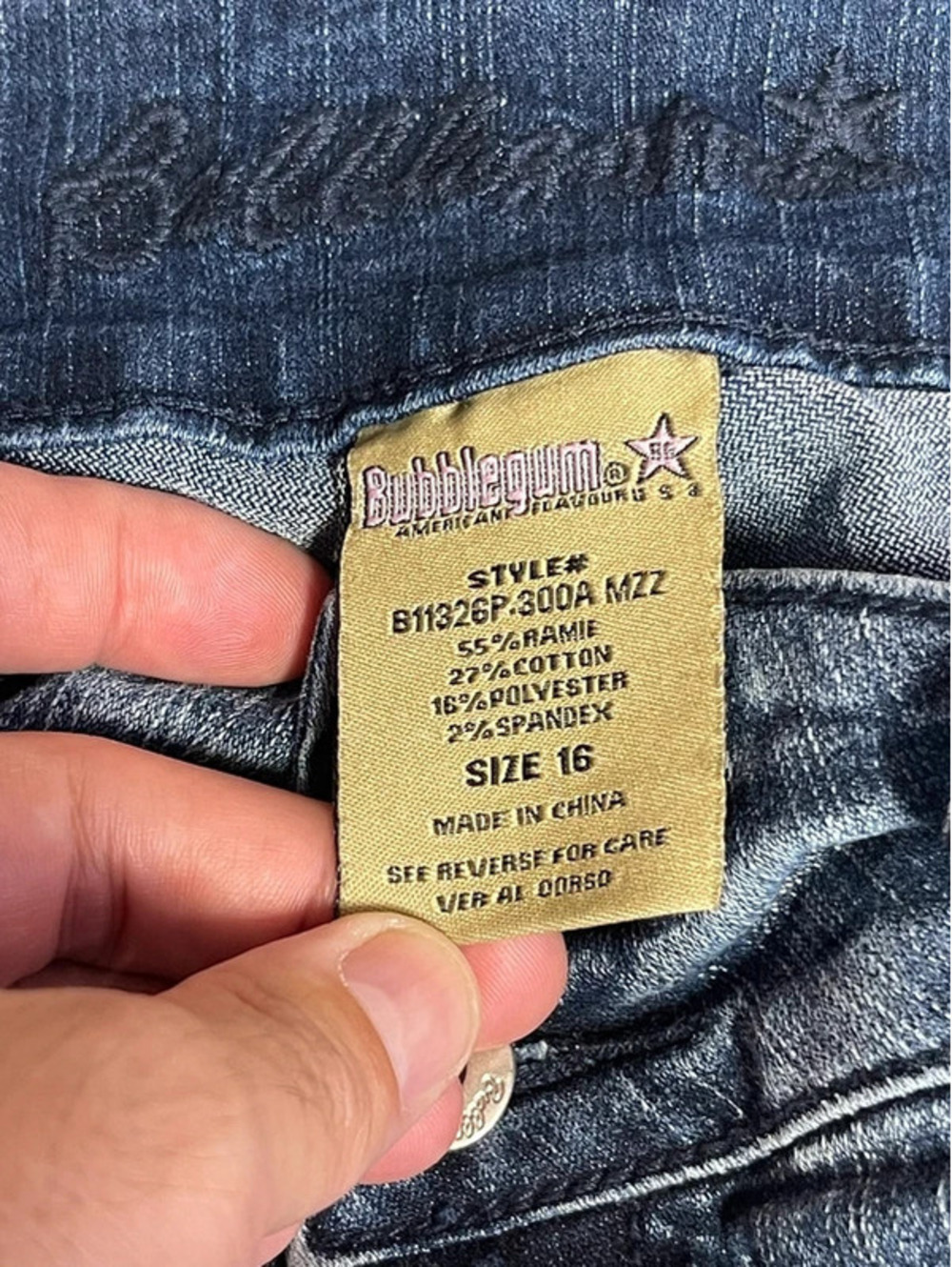 Bubblegum Jeans Womens Size 16 High Rise Y2K Acid Wash Stretch Skinny Denim - Picture 10 of 12